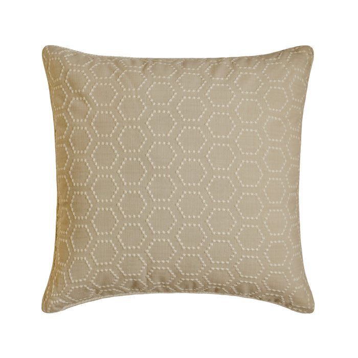 Fresh Linen - Beige Linen Embroidered Decorative Euro Sham