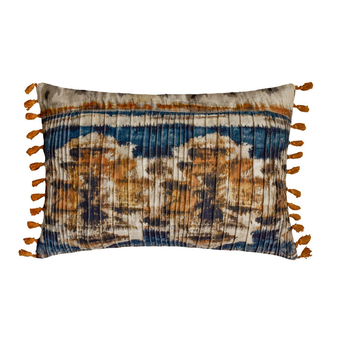 Freya - Blue Cotton Lumbar Pillow Cover