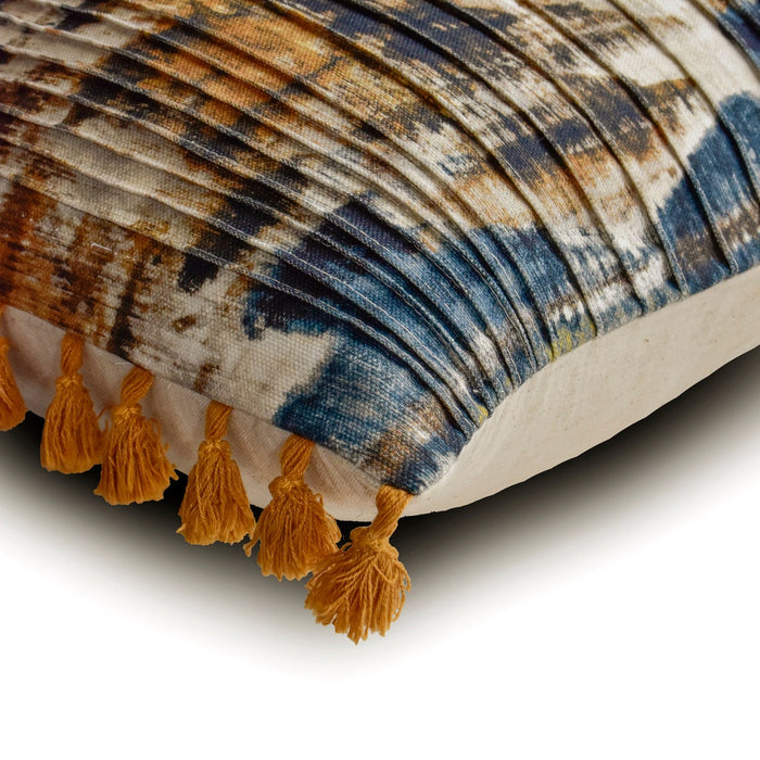 Freya - Blue Cotton Lumbar Pillow Cover