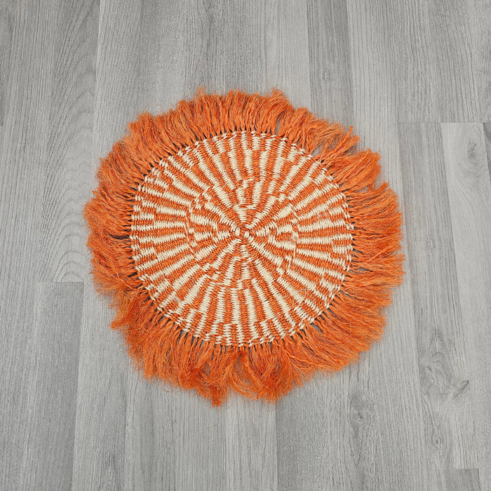 Fringe Sisal Placemats - Orange Wall Basket - Kaisa
