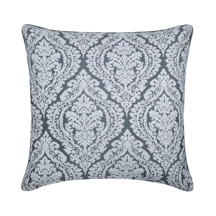 Frosted Damask - Gray Jacquard Silk Decorative Euro Sham