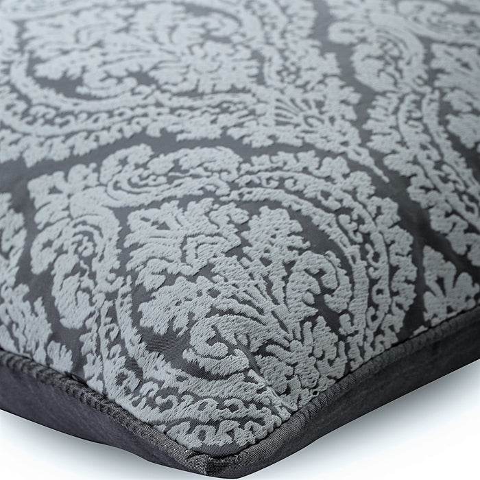 Frosted Damask - Gray Jacquard Silk Decorative Euro Sham
