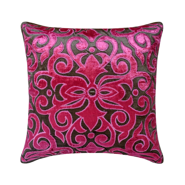 Fuchsia Kingdom - Pink Velvet Decorative Euro Sham