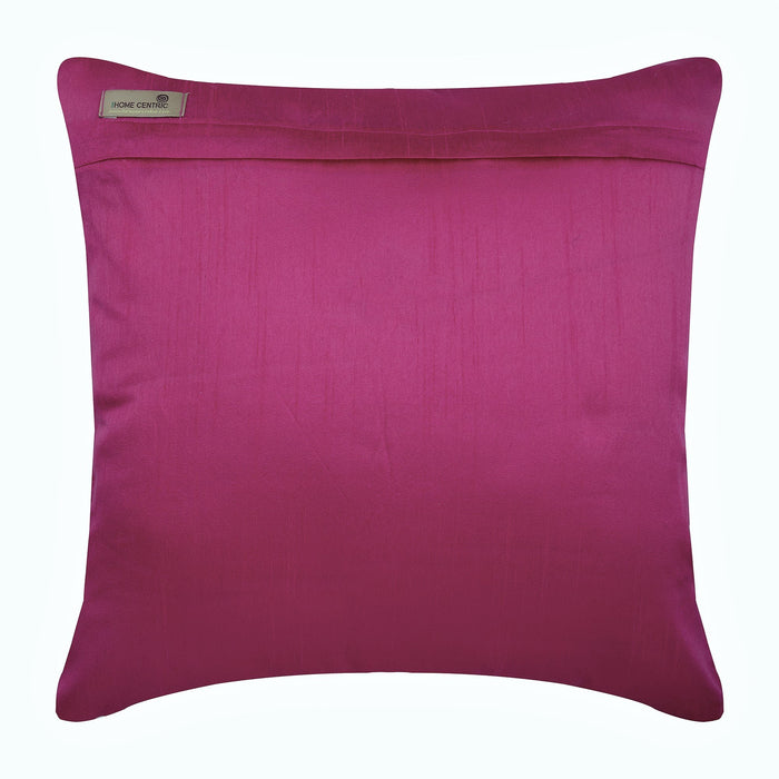 Fuchsia N Silver - Fuchsia Pink Art Silk Decorative Euro Sham