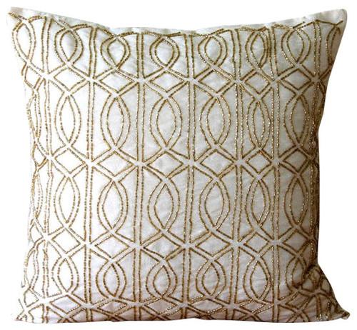 Fuchsia N Silver - Fuchsia Pink Art Silk Decorative Euro Sham