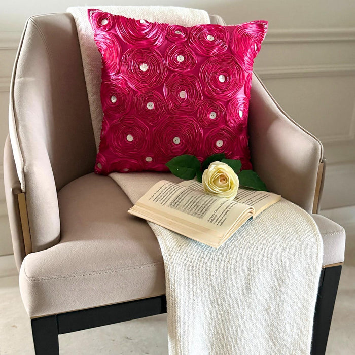 Fuchsia Power - Fuchsia Pink Art Silk Decorative Euro Sham