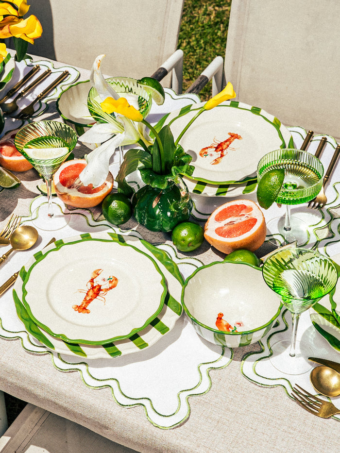 Garden Feast Plate, Green Stripe, 11 Inch