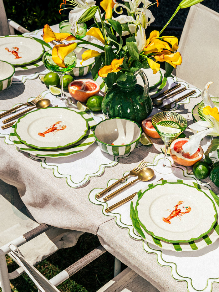 Garden Feast Plate, Green Stripe, 11 Inch