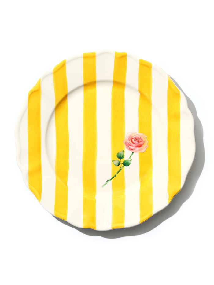 Garden Feast Plate, Yellow Stripe, 11 Inch