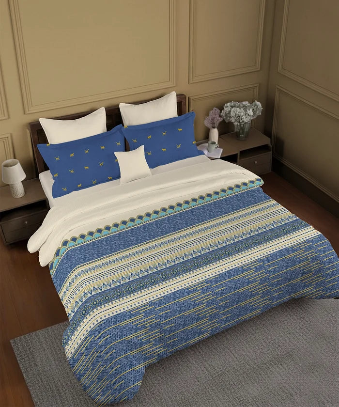 Gates Around The Globe King Bedsheet Set, Amara| 180 TC Cotton| 2 Pillow Covers