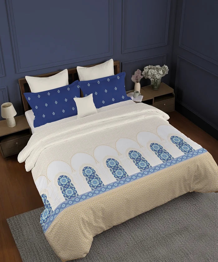 Gates Around The Globe King Bedsheet Set, Moorique| 180 TC Cotton| 2 Pillow Covers