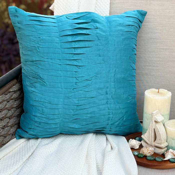 Gentle Waves - Turquoise Blue Art Silk Decorative Euro Sham