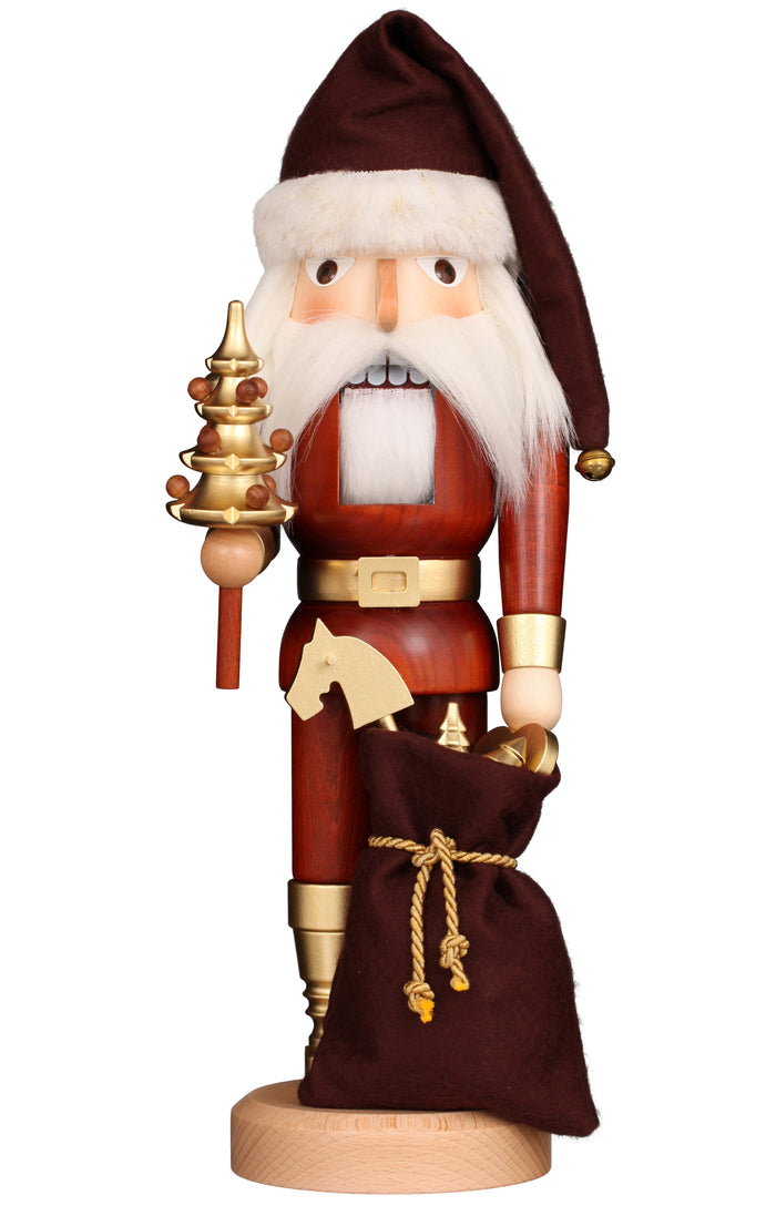 German Nutcracker : Large Santa, Gold & Natural Finish