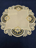 German Round 9.5 Inch Doily Gold Star on Lace