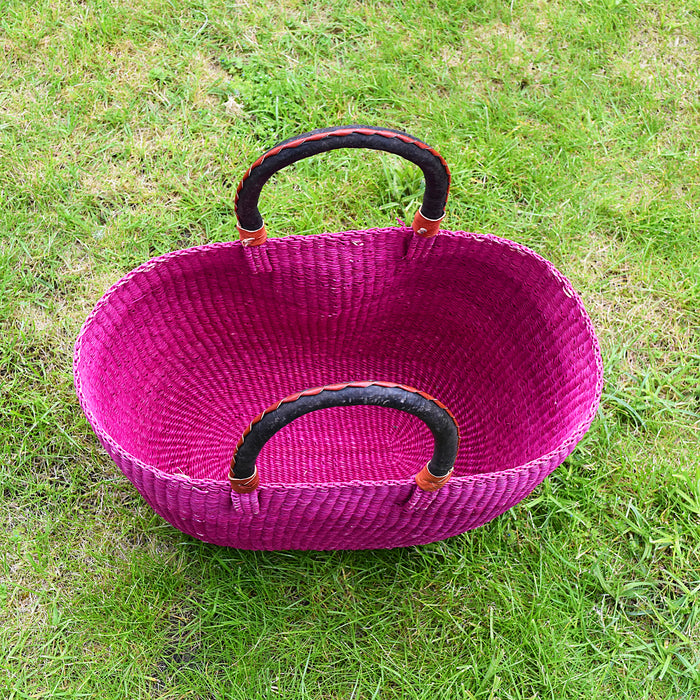 Ghana Baskets - Oval Bolga Basket Pink