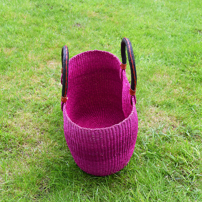 Ghana Baskets - Oval Bolga Basket Pink