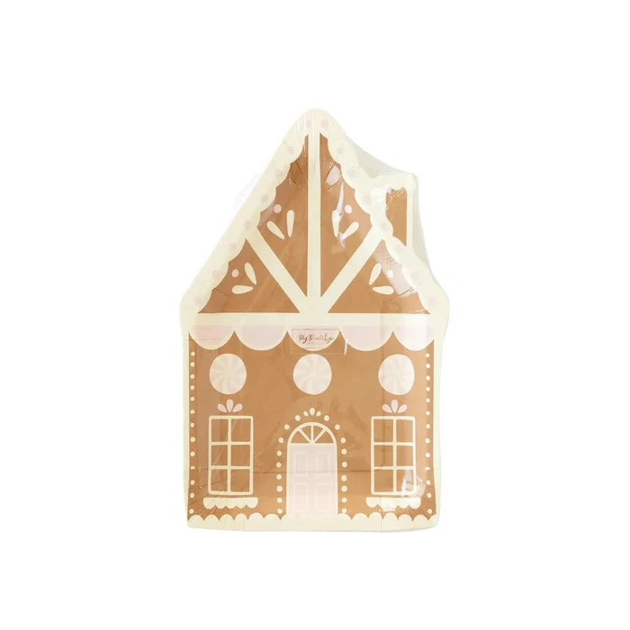 Gingerbread House Shaped Christmas Plates – (8pcs) - Josi James - Die Cut Plate