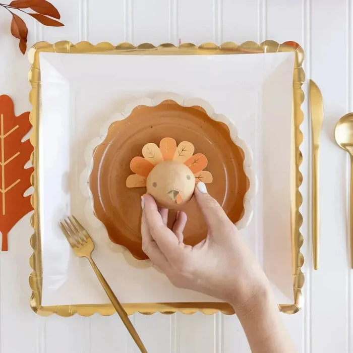 Gold Ruffle Edge Paper Plate – 12" Foil Finish (8pcs) - Josi James - 12 Inch Plate