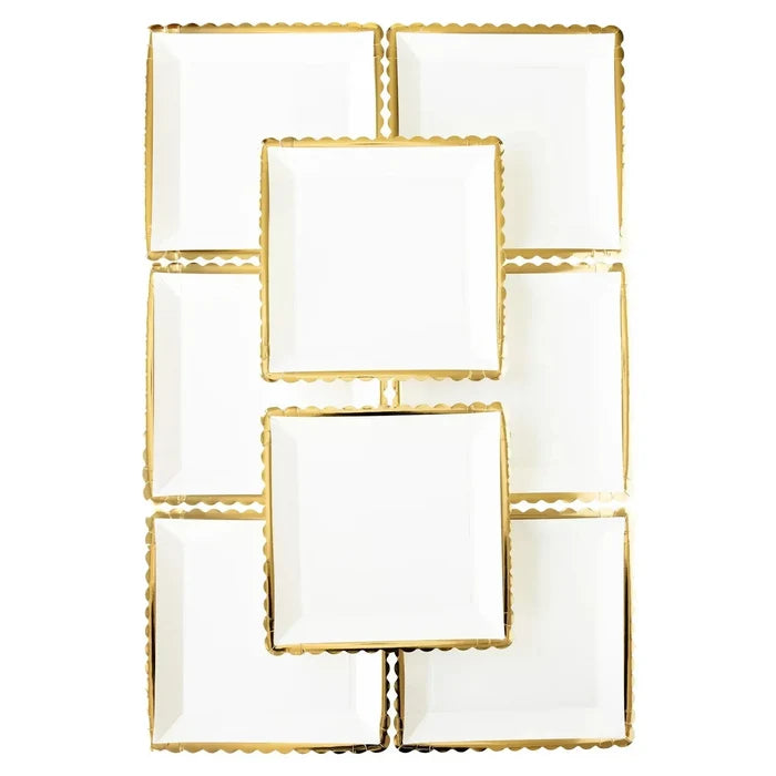 Gold Ruffle Edge Paper Plate – 12" Foil Finish (8pcs) - Josi James - 12 Inch Plate