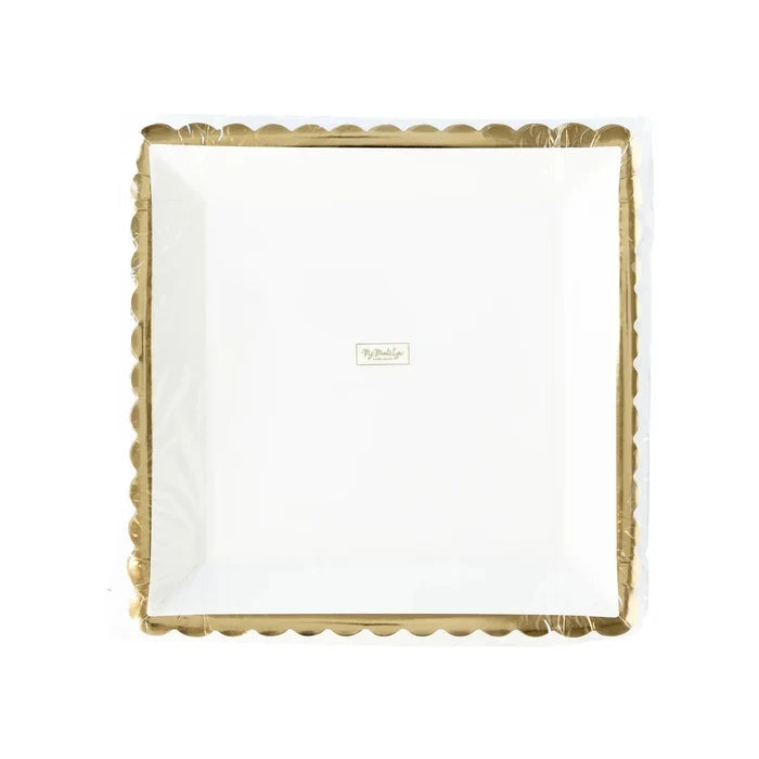 Gold Ruffle Edge Paper Plate – 12" Foil Finish (8pcs) - Josi James - 12 Inch Plate