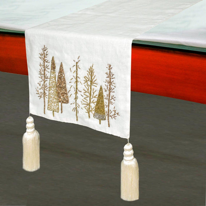 Gold Splendor Pine - Gold Silk Decorative Table Runner