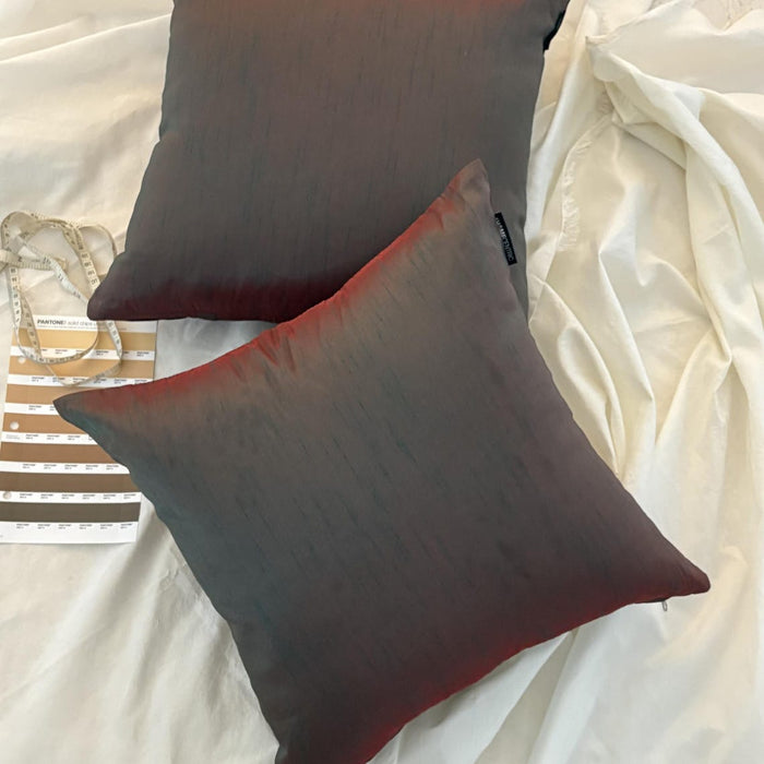 Green Red Luxury - Green & Red Art Silk Throw Pillow Cover Pack of 2