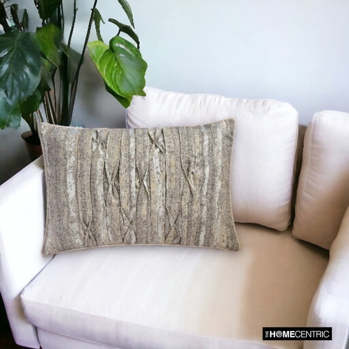Gritty Glimmer - Gray Jacquard Lumbar Pillow Cover