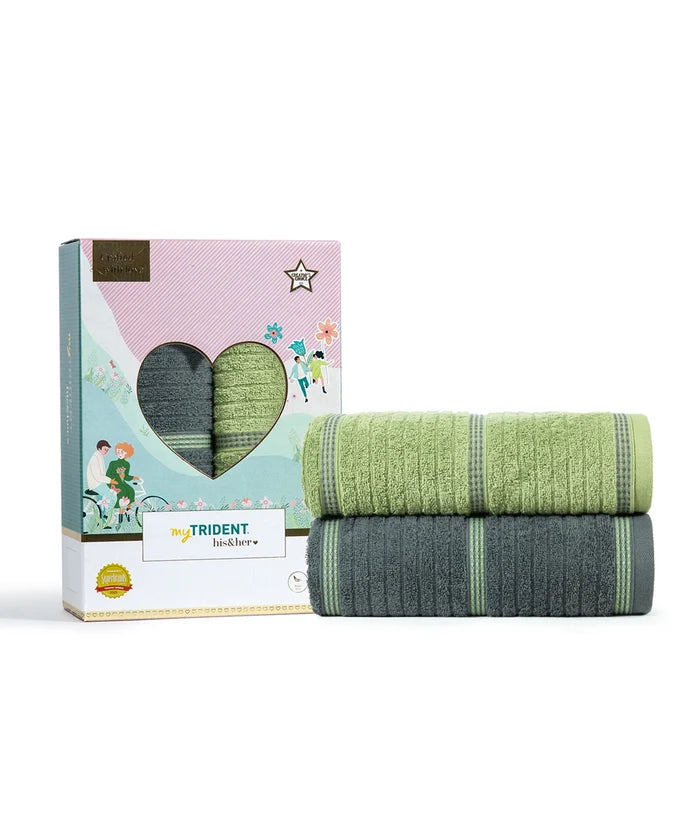 His & Her 2 PC Bath Towel Set, Ace & Joker|500 GSM Cotton