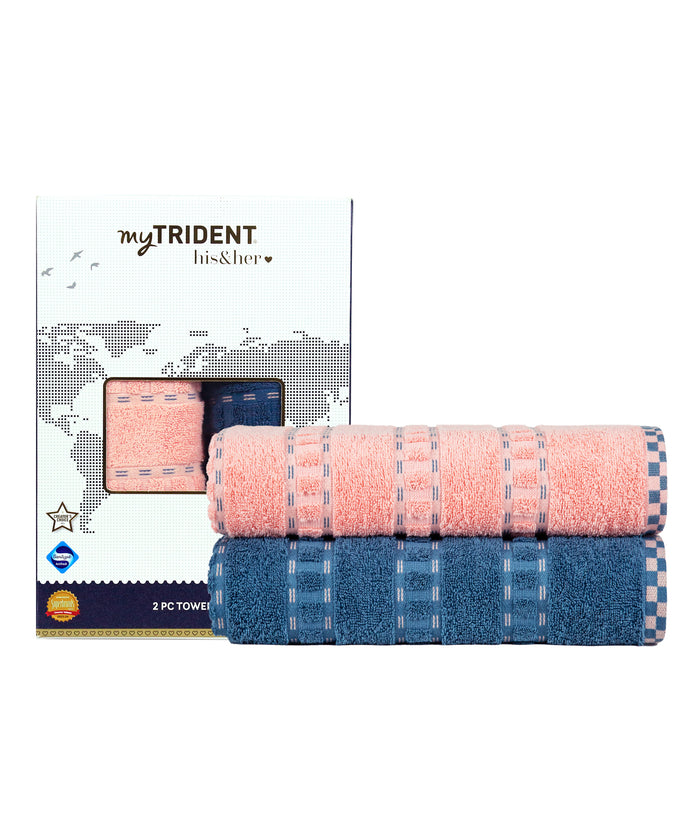 His & Her 2 PC Bath Towel Set, Candy & Floss|500 GSM Cotton