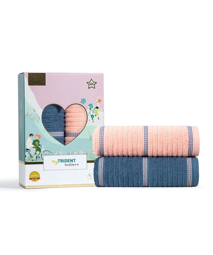 His & Her 2 PC Bath Towel  Set, Candy & Floss|500 GSM Cotton