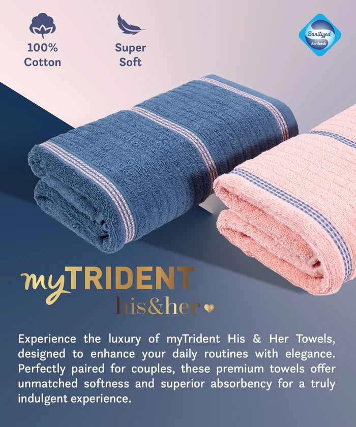 His & Her 2 PC Bath Towel  Set, Candy & Floss|500 GSM Cotton
