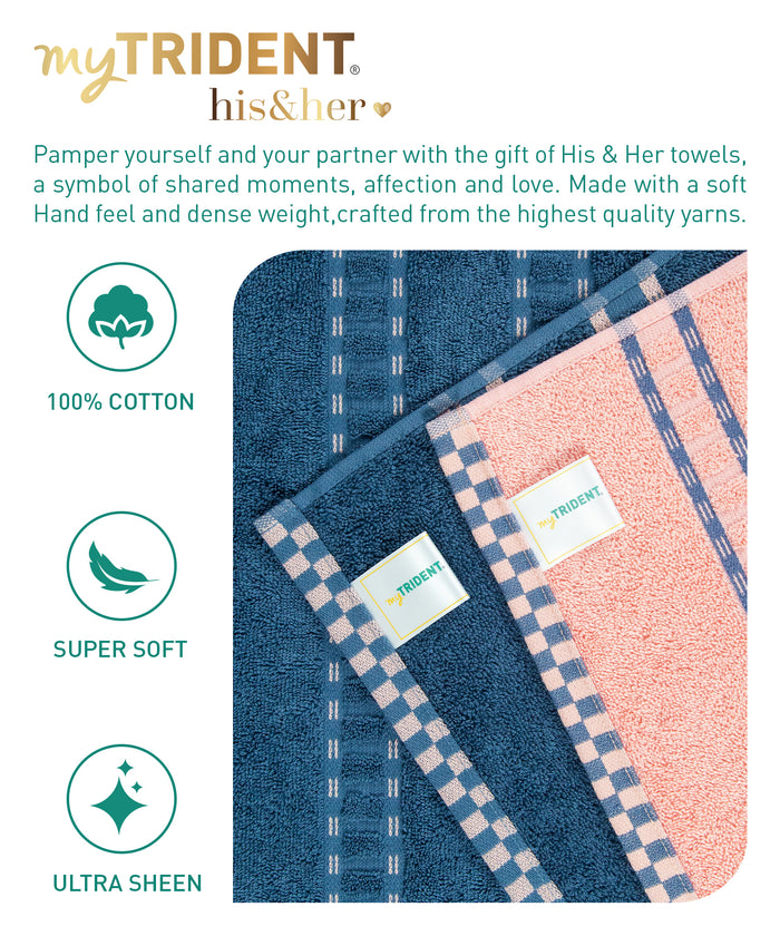 His & Her 2 PC Bath Towel Set, Candy & Floss|500 GSM Cotton