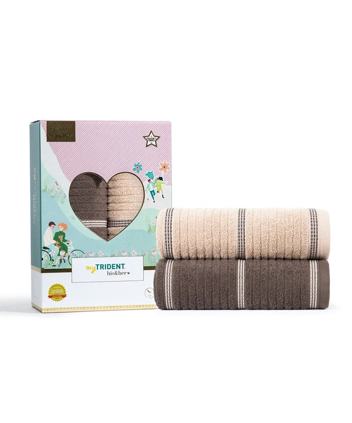 His & Her 2 PC Bath Towel Set, Jim & Jam|500 GSM Cotton