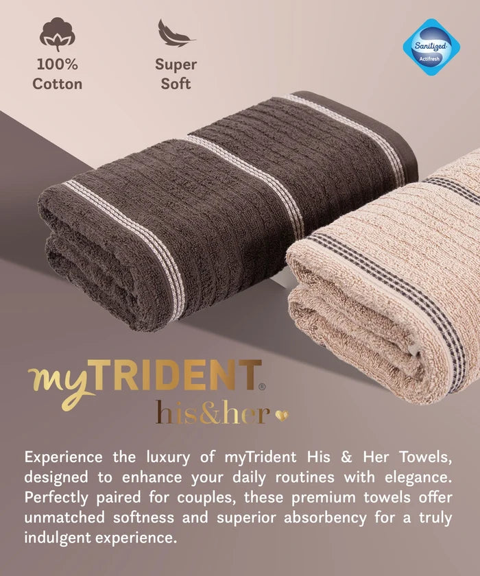 His & Her 2 PC Bath Towel Set, Jim & Jam|500 GSM Cotton