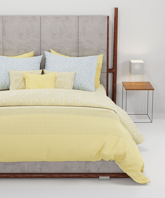 Home Essential King Printed Bedsheet, 144TC, 100% Cotton-Emaar Olive
