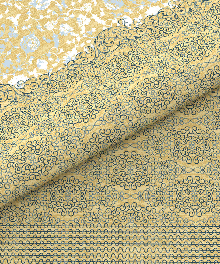 Home Essential King Printed Bedsheet, 144TC, 100% Cotton-Emaar Olive