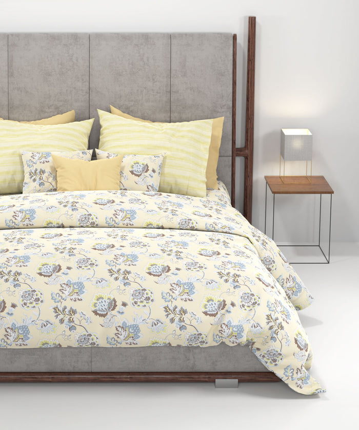 Home Essential King Printed Bedsheet, 144TC, 100% Cotton-Nayra Green
