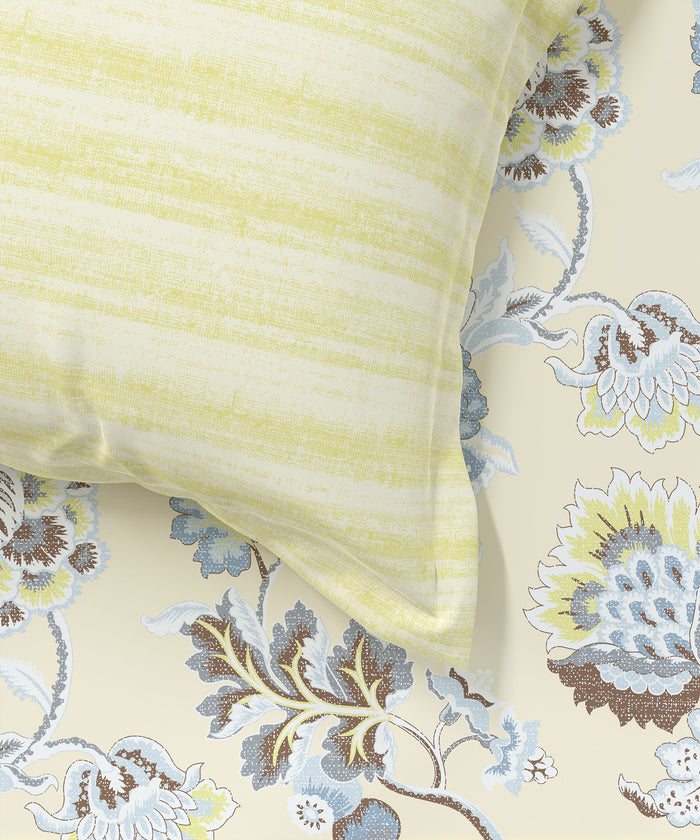 Home Essential King Printed Bedsheet, 144TC, 100% Cotton-Nayra Green