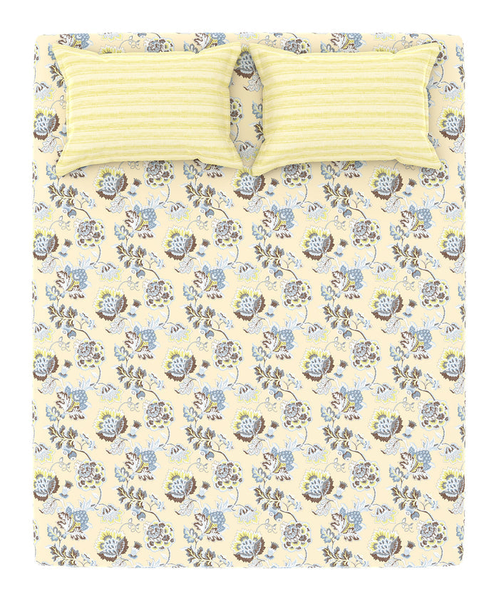 Home Essential King Printed Bedsheet, 144TC, 100% Cotton-Nayra Green