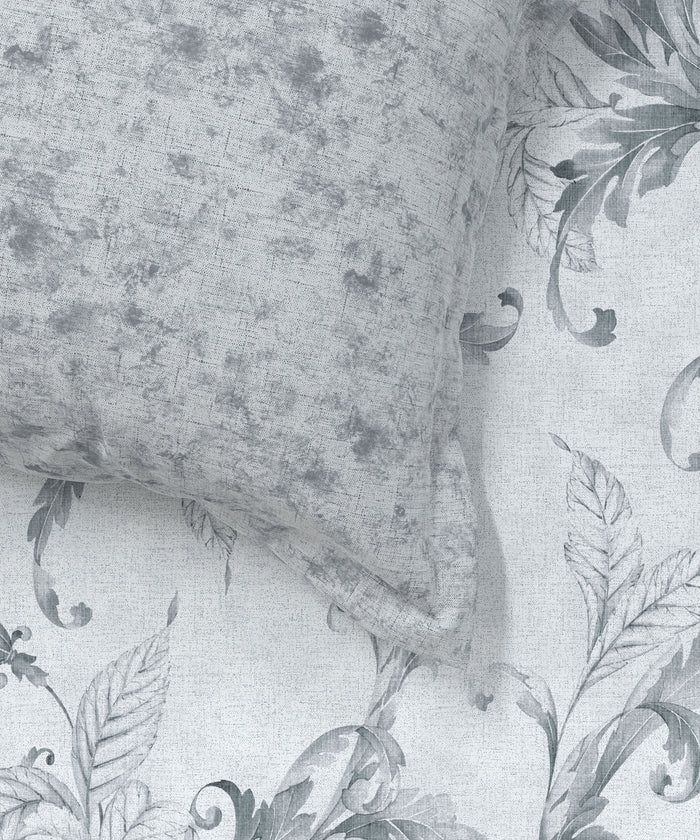 Home Essential King Printed Bedsheet, 144TC, 100% Cotton-Osiris Grey