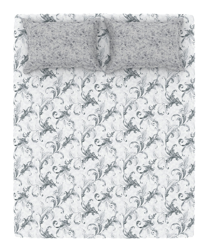 Home Essential King Printed Bedsheet, 144TC, 100% Cotton-Osiris Grey