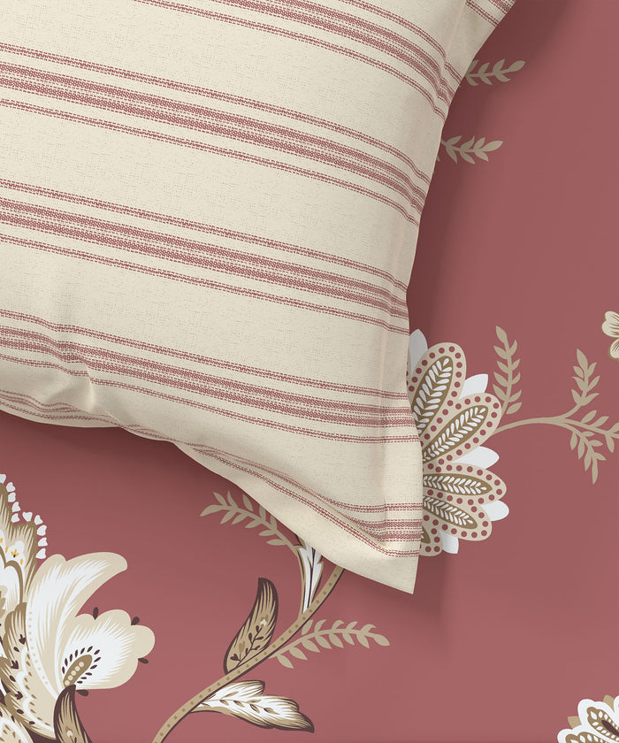 Home Essential King Printed Bedsheet, 144TC, 100% Cotton-Yasmin Red