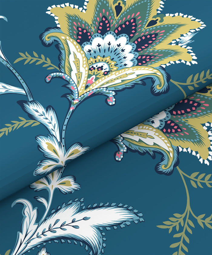 Home Essential King Printed Bedsheet, 144TC, 100% Cotton-Yasmin Teal