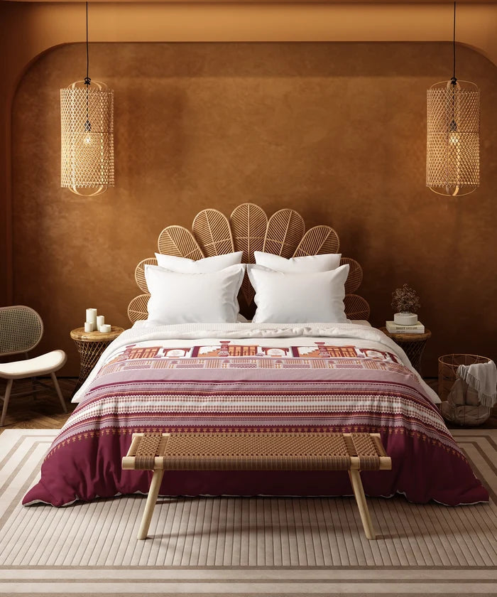 Home Essential Namaste Bharat Double AC Comforter, Gharonda Terracotta| 144 TC Cotton