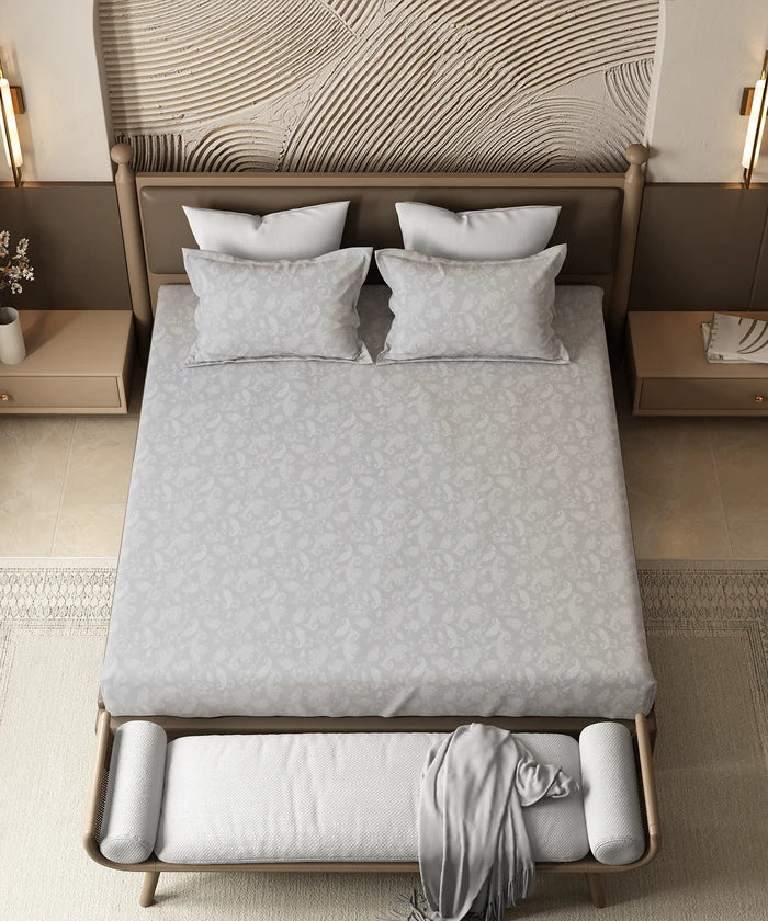 Home Essential Pastel Poetry Floral King Bedsheet, NITARA CLOUD|144TC Cotton| 2 Pillow Covers