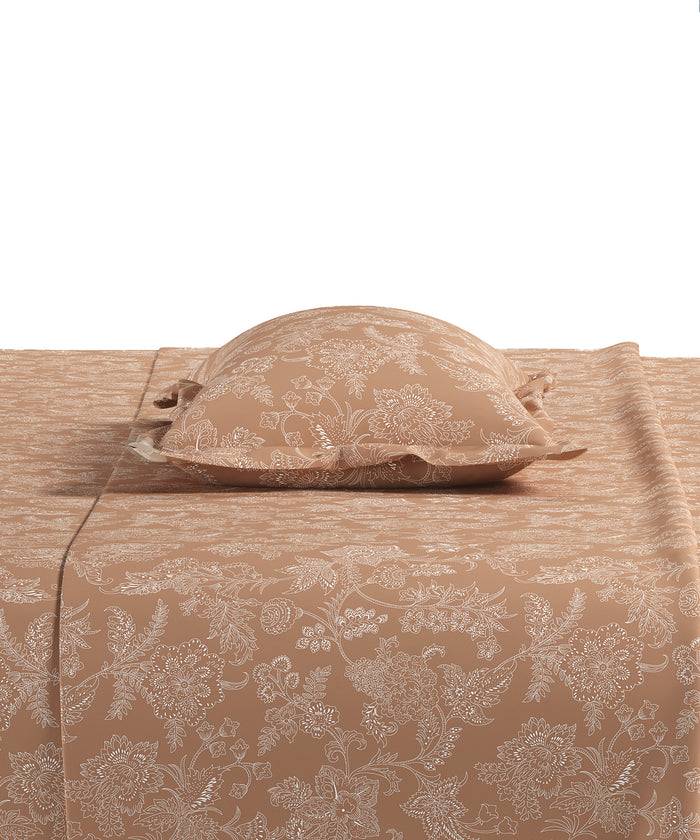 Home Essential Pastel Poetry Floral King Bedsheet,IRAJA Ginderbread|144TC Cotton| 2 Pillow Covers