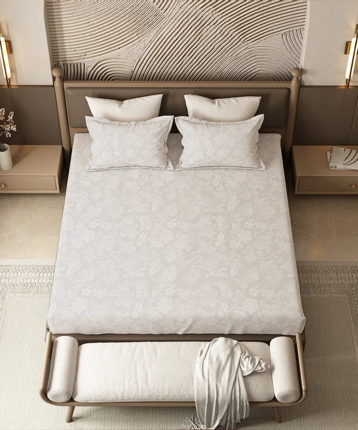 Home Essential Pastel Poetry Floral King Bedsheet,IRAJA PEPPER|144TC Cotton| 2 Pillow Covers