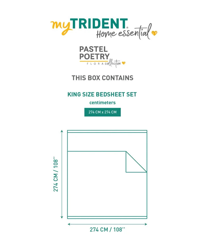 Home Essential Pastel Poetry Floral King Bedsheet,IRAJA PEPPER|144TC Cotton| 2 Pillow Covers