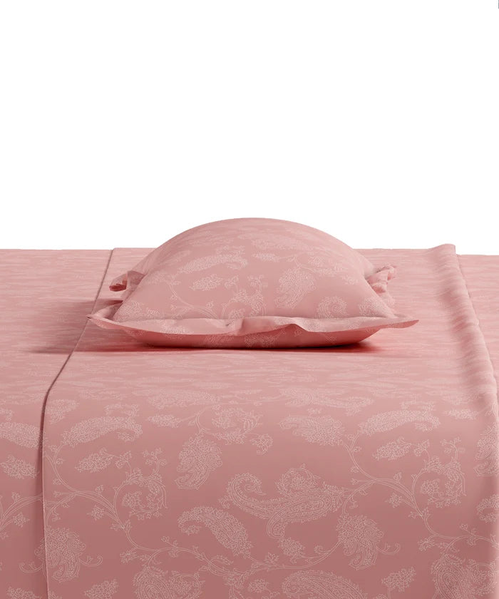 Home Essential Pastel Poetry Floral King Fitted Bedsheet, NITARA PEONY|144TC Cotton| 2 Pillow Covers