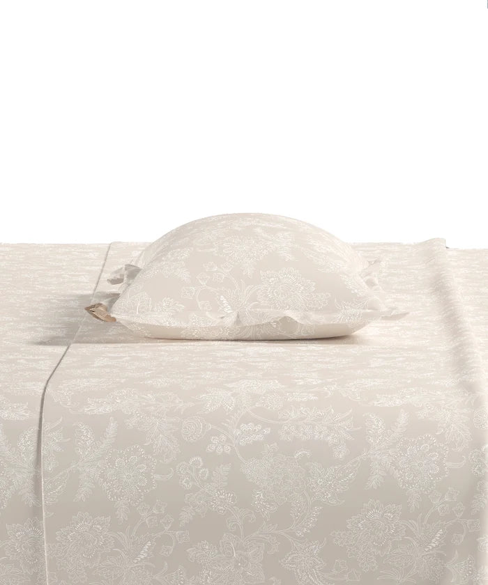 Home Essential Pastel Poetry Floral King Fitted Bedsheet,IRAJA BUTTER|144TC Cotton| 2 Pillow Covers